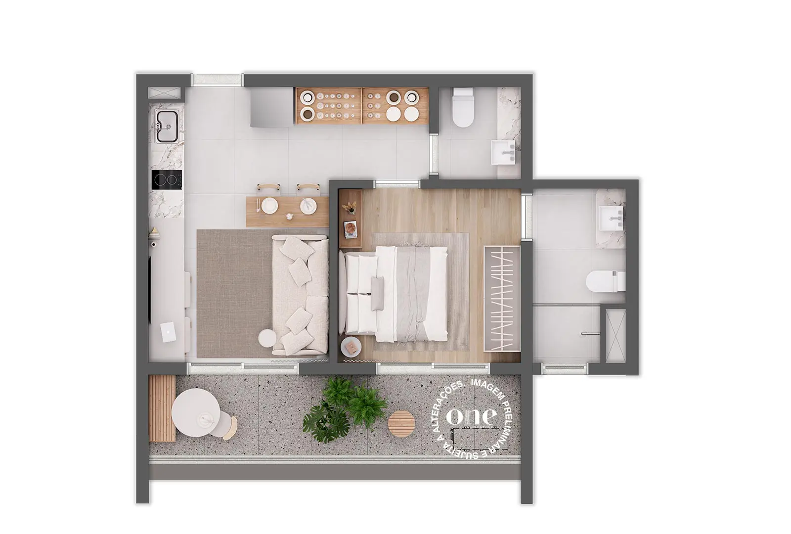 Planta 2 suítes 84 m² Oliie 117